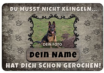 PR Print Royal Fußmatte personalisiert mit eigenem Hundefoto und Wunschname selbst gestalten - Hunde-Fußmatte Bedrucken | rutschfest, Filz, 60 x 40 cm
