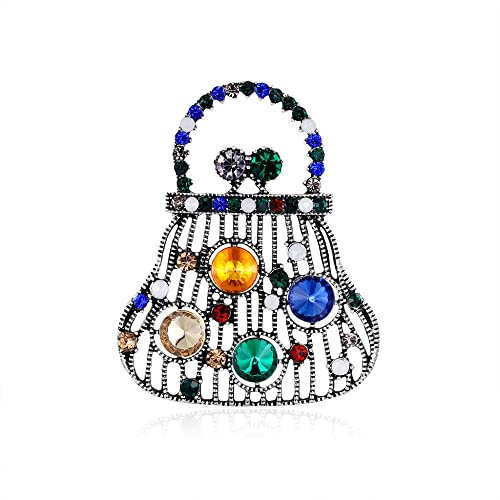 Liyinco Broschen für Frauen mit Strass – kreative Vintage Tasche Styling Brosche Schmuck Art Deco Brosche Pin für Hut Tasche Hemd Kleid