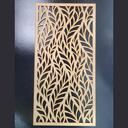 Leaf Wave Trellis Grate Radiator Cabinet wall Decorative Screening-grille- Perforated MDF panel (600x300mm) 0063 (3mm thick MDF Primed White)