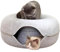 TRAUTESHEIM Katzen-Donut aus kratzfestem Filzmaterial - 50cm Durchmesser 20cm hoch- rund - teilbar - Katzentunnel Katzenbett Katzennest in hell-grau