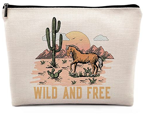 Dwept Pinke Cowgirl-Kosmetiktasche, Western-Schulbedarf für Teenager-Mädchen, Make-up-Tasche für Geldbörse, Western-Make-up-Tasche, Lange lebe Cowgirls, adrette Geschenke, Beuteltaschen,