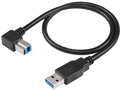 SinLoon USB 3.0-Druckerkabel, 90 Grad, USB 3.0 Typ A Stecker auf Typ B Stecker, Hochgeschwindigkeits-Druckerkabel für Festplatte, Drucker, Scanner, USB-Hub, Monitor und mehr (Down)