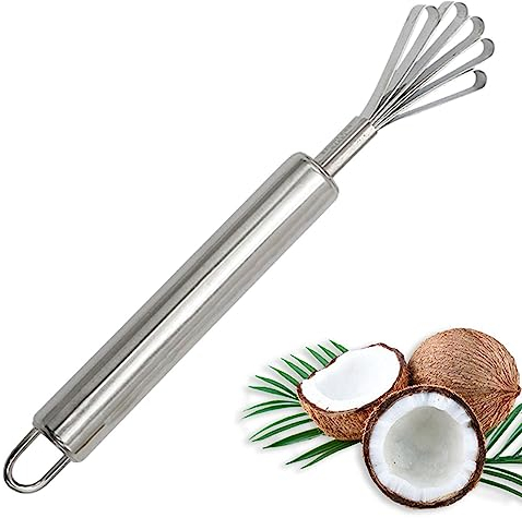 Kokosreibe - Kartoffelschäler für Kokosfleisch mit langem Griff aus Edelstahl - Mehrzweck-Schäler für Fischschuppen für Küche