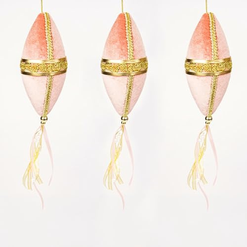 Lot de 3 Boules de Noël en Forme de Noix Rose Clair 7 x 30 cm – Décorations à Suspendre pour Sapin de Noël sur Le thème des Contes de fées