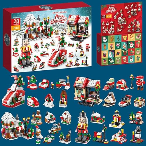 Adventskalender 2024 für Kinder Erwachsene, Weihnachts Adventskalender Bauspielzeug Set, 24 Stück Klemmbausteine Weihnachtsspielzeuge inkl. Nutcracker Figuren, Weihnachtsbaum Kompatibel mit Lgo