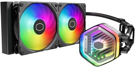 CoolerMaster MasterLiquid 240 Atmos ARGB Close-Loop AIO Liquid Cooler, Customize Pump, Sickleflow Edge PWM Fans, 360mm Radiator, CryoFuze, AMD Ryzen AM5/AM4, Intel LGA1700/1200 (MLX-D24M-A25PZ-R1)