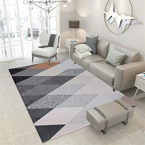 RUGMRZ Teppichmatte Teppich Teenager Mädchen Modernes Design Grau Geometrisches Muster Rechteckig Waschbar Webteppich 70X140CM