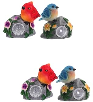 OSALADI 4 Vogelharzlampe dekoration schlafzimmer bedroom decor Gartenfelsenlichter Eule Landschaftslampe Terrassenbeleuchtung geführt Statuen im Freien Gartenlampenstatue