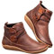 IQYU Damen Stiefel Leder, Barfuss Schuhe Outdoor, Herbst Und Winter Vintage Lederschuhe, Schuhe Plateau Stiefel Mit Zipper, Stiefeletten Mit FersenstüTze, Runde Zehe Weiche Flach Damenstiefel
