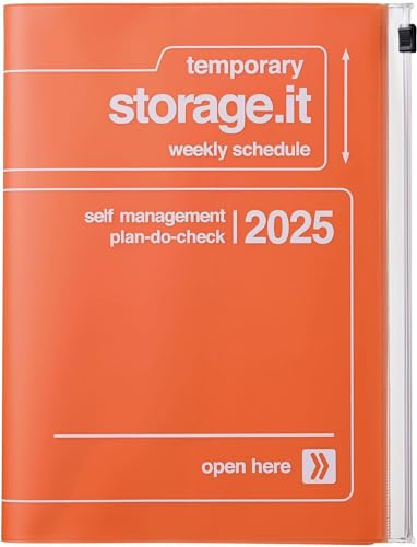 MARK'S 2024/2025 Taschenkalender A5 vertikal, Storage it, Orange: Von September 2024 bis Dezember 2025