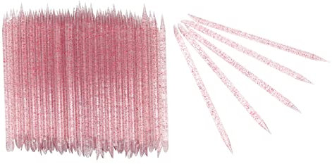 100 empujadores desechables para cutículas de uñas, palillos de uñas de doble extremo, palillos de manicura y pedicura, palillos para cutículas, puntas de uñas para uñas (Rosa roja)