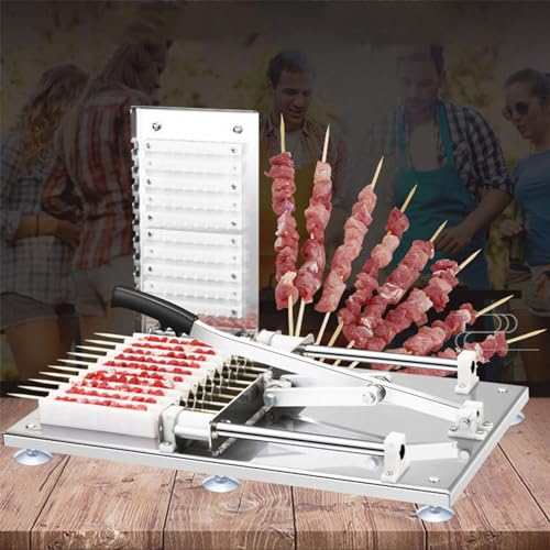 ZHIXUMM 10 Strings Stainless Steel Bbq Skewer String Making Machine, Barbecue Skewers Meat Skewer Tool, Manual Kebab Making Tool,Quick Portable Meat Skewer Box