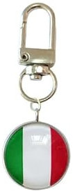 YONGHONGKEJI Schlüssel Karabiner2 Stück Runder Anhänger mit Flaggen Schlüsselanhänger, Metall, Italien Flagge, Schlüsselanhänger Aus Metall, Autoschlüsselanhänger, Silber, Renn Schlüsselanhänge