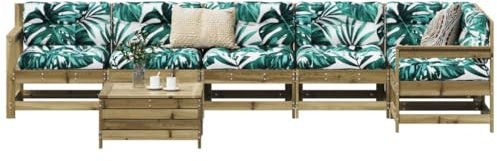 LLEZKBR Möbelartikel-7-teiliges Gartensofa-Set imprägniertes Holz Kiefer