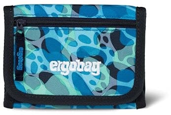 ergobag Brustbeutel Geldbeutel, Mini Portemonnaie mit Kleingeldfach, Sichtfenster für Mädchen und Jungen AbtauchBär - Dunkelblau