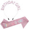 Sibba Geburtstag Tiara Kronen Golden Happy Birthday Mädchen Schärpe Set Prinzessin Königin Strass glänzendes Stirnband Geschenke für Frauen Feiern Party Abschlussball Kostüm Outfit (Rosa)