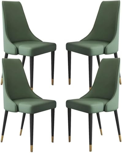 Moderne Küchen- und Esszimmerstühle, 4er-Set, Mikrofaser-Leder, Polsterstühle mit Holzbeinen, ergonomisches Design für Wohnzimmer, Beistellstuhl, dunkelgrün