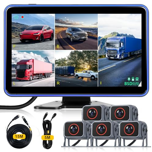 Hodozzy Backup Camera Monitor Kit,10.1 Inch IPS Reversing Monitor, 5 Rear Backup Ca-mera Cable, Wide Angle, IP68 Waterproof,Night Vision, Hard-Wired Reversing Camera for Trucks/Bus/Trailer/RV/Camper