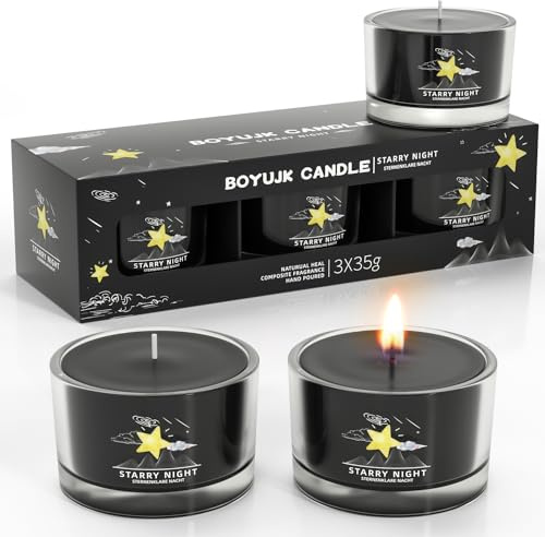 Duftkerzen Geschenke für Frauen | Duftkerzen Geschenkset for Anxiety | 3 Duftkerzen im Glas | Entspannungsgeschenke für Frauen-Sternennacht
