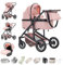 Zkiprm 3-in-1-Kinderwagen, Reisesystem mit Autositz, Kinderwagen und Babywanne, Verstellbare Armlehnen, Moskitonetz, Handschuhe, Gestell aus Aluminium, Kinderwagen mit hohem Profil, für 0-4 Jahre