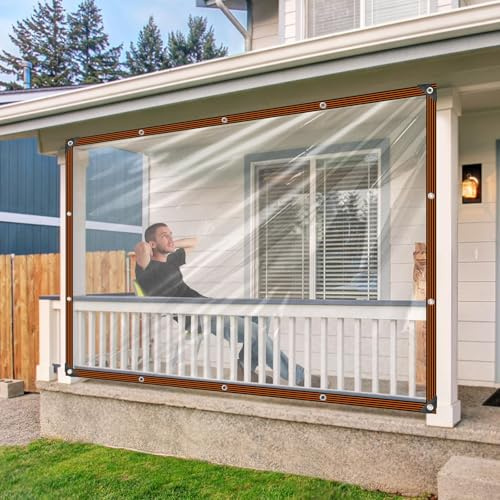 Transparente Plane - Durchsichtige Plane Mit öSen 2x2m Abdeckplane Transparent für Außenbereich, Winter Wetterfest Terrassenplane für Balkon Gartenmöbel Hühnerstall