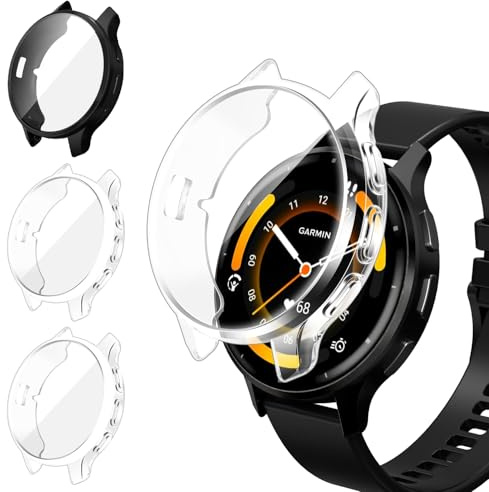ivoler 3 Stücke Hülle mit Schutzfolie für Garmin Venu 3S 41mm, Vollständige Abdeckung Stoßfest Kratzfest Schutzhülle Ultradünne Weiche TPU Displayschutz Case, 2 Klar + 1 Schwarz