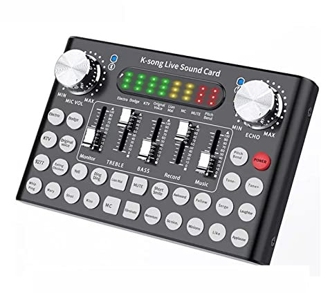 SBCGFY Audio Mixer, DJ Controller Sound Mixer, Sound Card Usb Recording External Live Broadcast Device Voice Changer Sound Cards & Mixers, Ideal for Home Party and Karaoke
