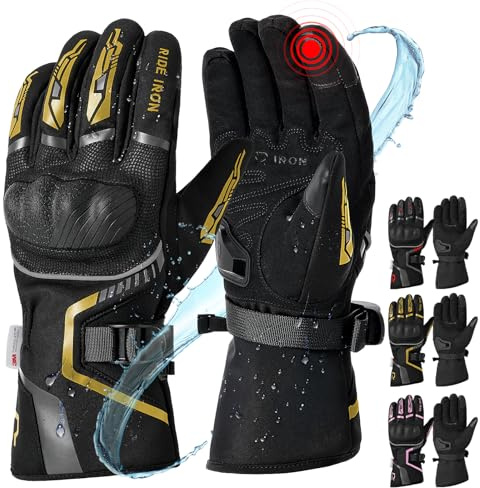 RIDEIRON Motorradhandschuhe Winter Herren Damen,Winddicht Leicht und Warm Touchscreen Handschuhe für Motorrad, Wandern und andere Outdoor Sportarten