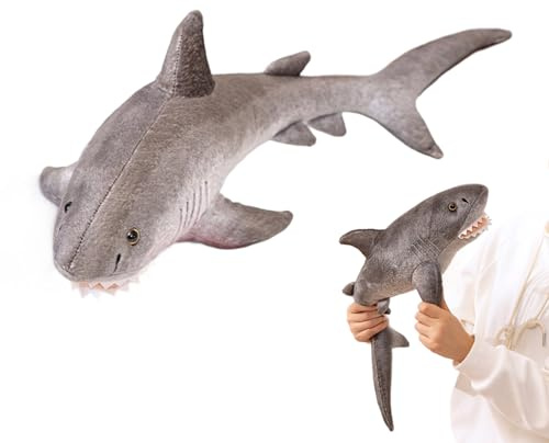 Meerestiere Plüsch - 24 Zoll Haifischkissen | Kurzes Kuscheltier - Kuschelbare Baumwolle gefüllte Puppe für Kinder, Kinderzimmerdekoration, Geburtstagsgeschenke, Ferien, Spielzeit und Heimdekoration
