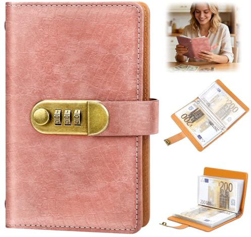 Lot de 100 enveloppes avec serrure à combinaison, livre de défi d'épargne, portefeuille économique, 50 pages, livre d'économie d'argent des deux côtés, peut être utilisé pour le bureau, la maison, les