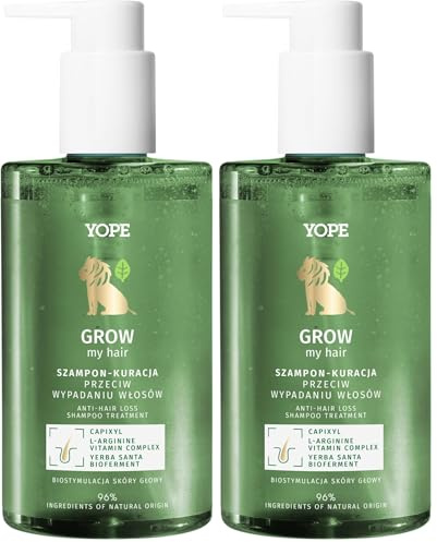 YOPE - GROW my hair Shampoo Kur gegen Haarausfall - Stimuliert Haarwachstum stärkt Haarwurzeln und pflegt die Kopfhaut - Mit Capixyl L-Arginin Vitaminkomplex und natürlichen Ölen - 300 ml