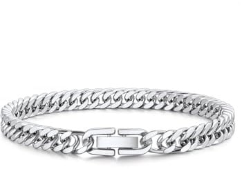 Bandmax Herren Armband Edelstahl Panzerarmband 6/8/12/17mm Massiv Kubanische Gliederarmband 19/21/23cm Schwere Panzerkette Armkette mit Faltverschluss Männer Armreif Schmuck für Geburtstag Vatertag