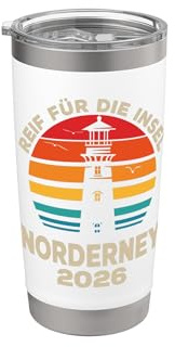 Norderney 2026 Leuchtturm Erlebnis Design Doppelwandiger Edelstahl-Thermobecher