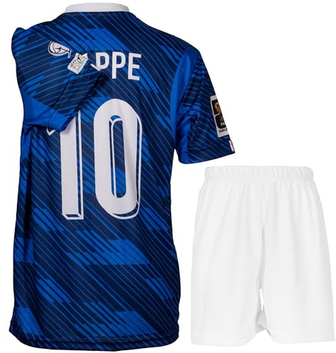 Heim Trikot Frankreich #10 Neu Season Kinder Trikot mit Kurz Fußball Trikot Set Jugendgrößen (Blau 10,128)