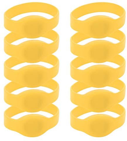 Ausla Lot de 10 Bracelets en Silicone 125 KHz TK4100 - Bande de Contrôle d'accès en Lecture Seule - Étanche IP68 - Pour Piscine, Salle de Sport, Sauna, Vestiaire, Personnel et Membres (YELLOW)