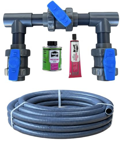 STEMAX-Wassertechnik Pool Baypass I Komplett-Set I 50mm I BLAU I Pool Schwimmbecken Poolheizung Solaranlage Wärmepumpe I Zur optimalen Steuerung von Wasser (Bypass inkl. 6m PVC Flexschlauch 50mm)