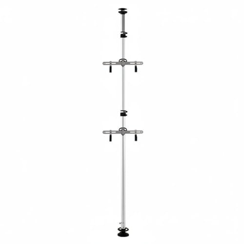 Fonowx Fahrradständer Fahrradhalterung Fahrradaufhängung Fahrradständersystem Boden Decke Klemmstange aus Aluminiumlegierung mit Dicker Rohrwand für, 4M, 2 Haken Aluminium