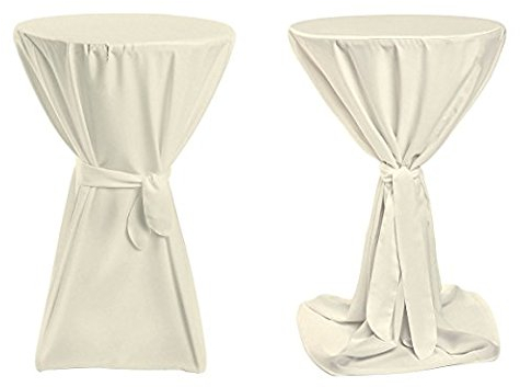 TexDeko® Stehtischhussen Premium mit Schleifenband Blickdicht für Bistrotische Bartische Tisch-Überzug Creme Ø 70cm Oeko-TEX Zertifikat