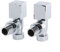 Milano Chrome Angled Heated Towel Rail Square Radiator Valves