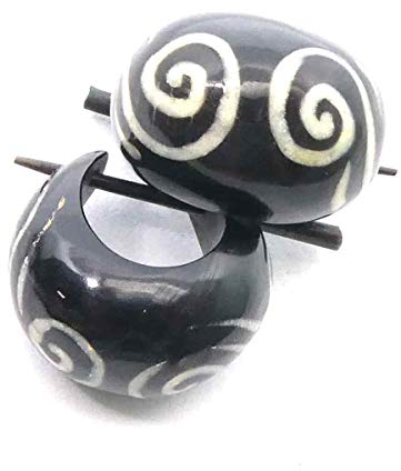 Horn Creole verziert handgefertigter Schmuck Ohrring Hornschmuck, Durchmesser: 1,5cm Paarpreis