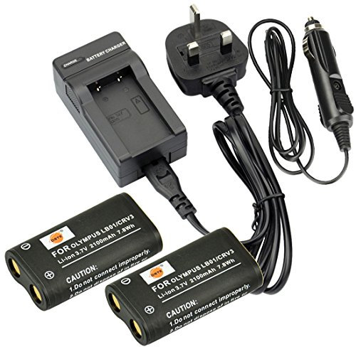 DSTE 2pcs CR-V3 Rechargeable Li-ion Battery + Charger DC78U Compatible for Olympus CRV3, LB01 Digital Cameras
