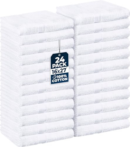 Utopia Towels Salon Towels, Pack of 24, 16x27 in, 100% Cotton, White