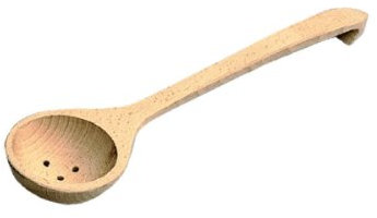Panetta Casalinghi Cucchiaio di Legno con scanalatura e Fori, Beige, 40 cm