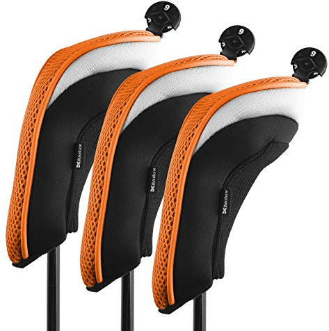 Andux Golf Hybrid Schlägerhauben mit austauschbarem Nummernschild, 3 Stück Orange