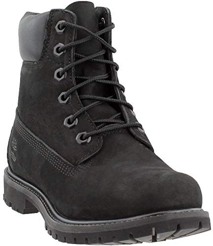 Timberland 6 Premium Boot - Boots for Women - Waterproof Nubuck Leather - Padded Collar - Rustproof Hardware Black Nubuck 8.5 B - Medium