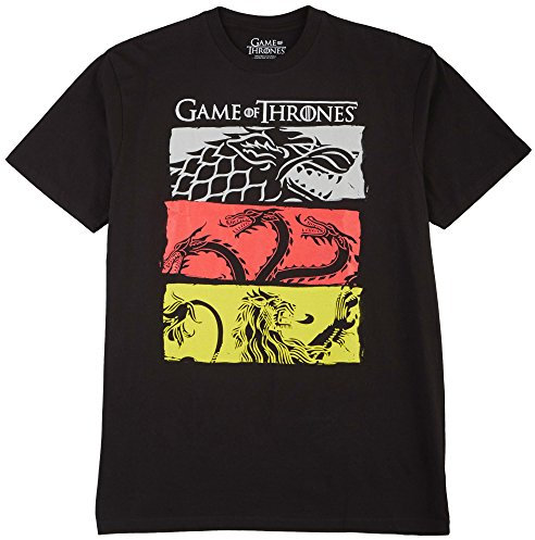 HBO'S Game of Thrones Men's 3 House Symbols T-Shirt - Black - XXL