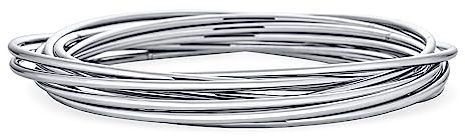 Bling Jewelry Ensemble De 10 Bracelets Entrelacés Torsadés Empilables Pour Femmes Ronds Lisses Fins En Acier Inoxydable Ton Argent Pour Femmes Et Adolescentes