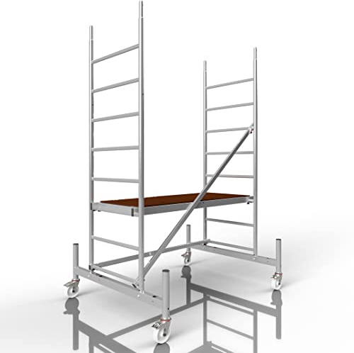 ALTEC Rollfix® 1.0 300 | 3m AH | Rollen (Ø125mm) | Standardtraverse | Made in Germany | TÜV | belastbar 200kg/m² | Alu | Norm - DIN EN 1004-1 | Baugerüst | Fahrgerüst