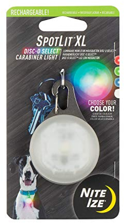 Nite Ize SpotLit XL Wiederaufladbare LED-Karabinerleuchte mit Disc-O Select, Farbwechsel-Schlüsselanhänger-Licht