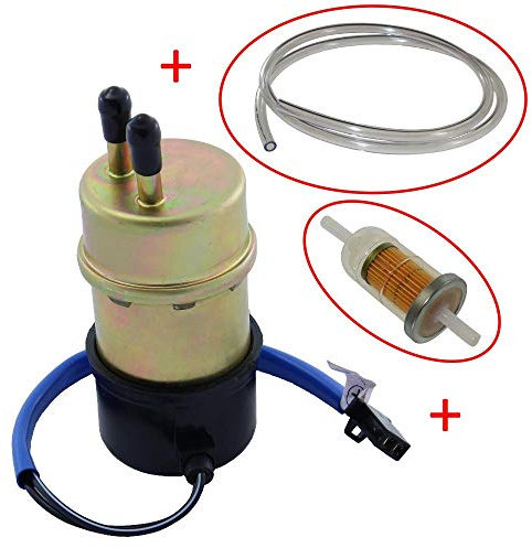 Pompe à carburant avec filtre + tuyau pour Yamaha XV535 XV 535 Virago 89-98 FJ1200 FJ 1200 12 V entrée et sortie 6 mm droit